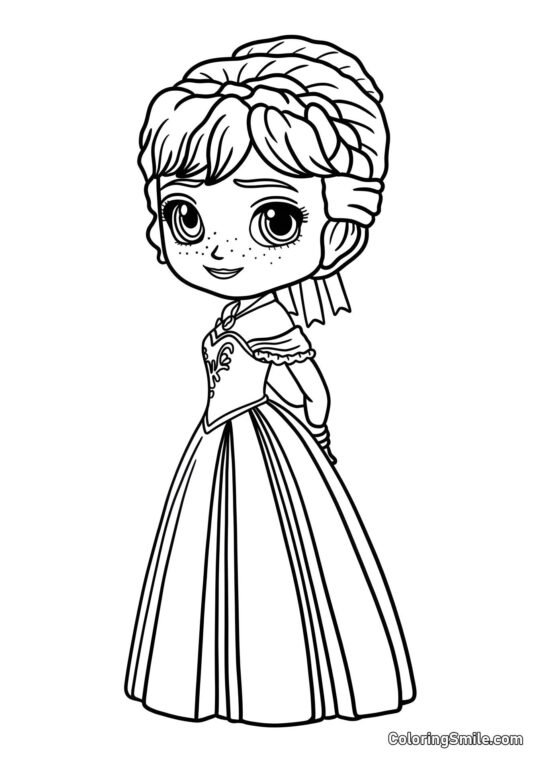 Chibi Anna de Frozen - Página para Colorir