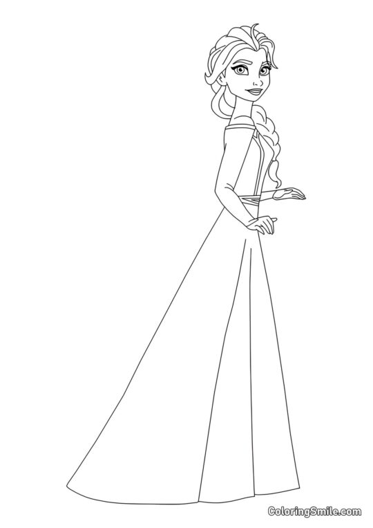 Elsa em pé - Página para Colorir