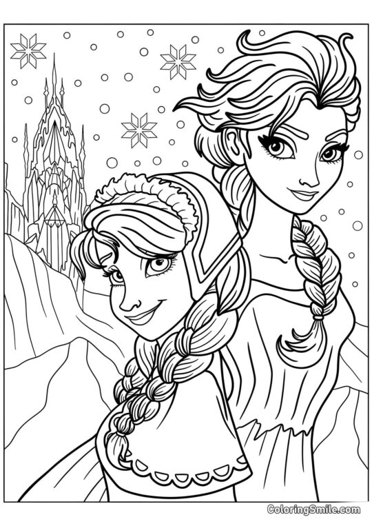 Frozen Anna e Elsa - Página para Colorir