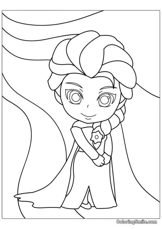 Disney Chibi Elsa - Página para Colorir