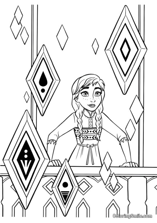 Anna e os cristais elementais - Página para Colorir