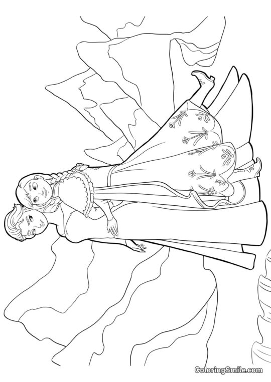 Anna e Elsa juntas - Página para Colorir