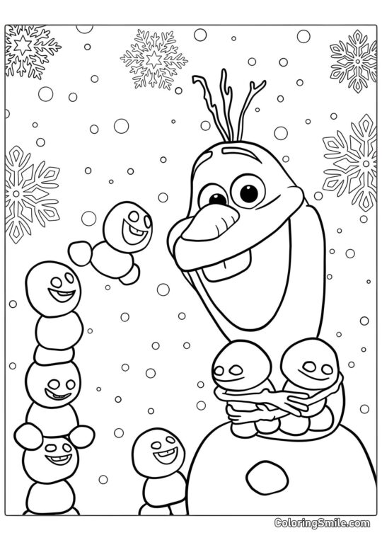 Olaf e bebês bonecos de neve - Página para Colorir