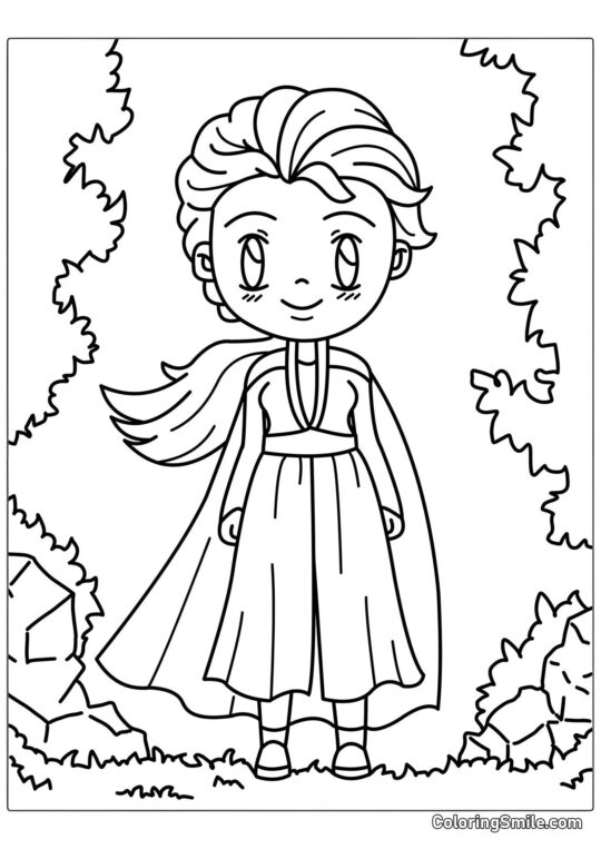 Kawaii Elsa - Página para Colorir