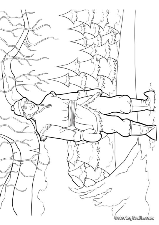 Kristoff na floresta - Página para Colorir